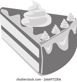 A piece of cake. Happy Birthday. Holidays flat vector icon for decoration of cards, invitations, greetings, etc.