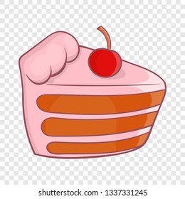 Piece of cake icon in cartoon style on a background for any web design 
