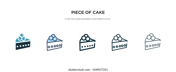 piece of cake icon in different style vector illustration. two colored and black piece of cake vector icons designed in filled, outline, line and stroke style can be used for web, mobile, ui