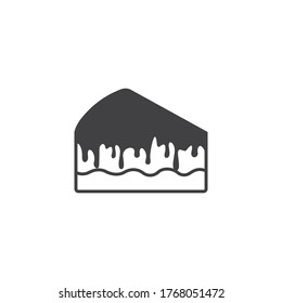 Piece of cake icon in flat style, linear sweet pie isolated on white background, food business concept, vector illustration