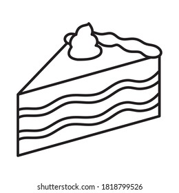 piece of cake icon over white background, line style, vector illustration