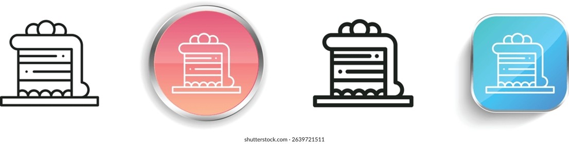 piece of cake icon. Thin Linear, Regular and Button Style Design Isolated On White Background