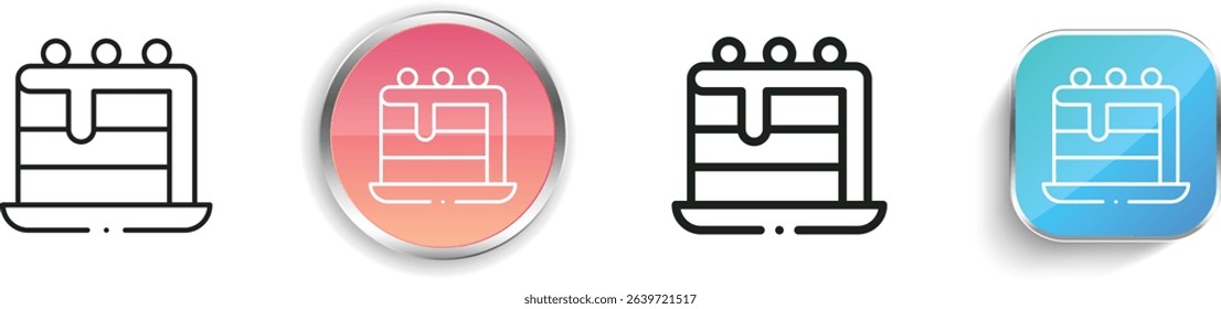 piece of cake icon. Thin Linear, Regular and Button Style Design Isolated On White Background