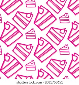 piece of cake icon vector pink illustration, can be used for web and mobile design pattern