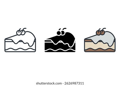 piece of cake icons isolated on White Background. Flat style design