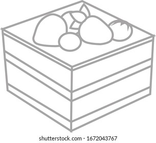 Ein Stück Kuchen einzeln auf weißem Hintergrund. 