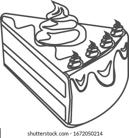 A piece of cake isolated on white background. 