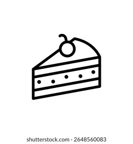 Piece of cake - line icon with editable stroke. Simple outline style. Vector illustration