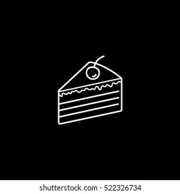 Piece Of Cake Line Icon On Black Background