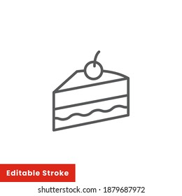 Piece of cake line icon, sweet and food, pie sign, vector graphics, a linear pattern on a white background, editable stroke eps 10.