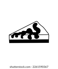 Piece of Cake Linear Doodle, Drawn Icon of desert. Hand drawing vector sketch isolated on white background. 