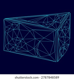 Piece of cake low poly triangulation triangulated polygonal electric cyan blue vibrant aqua neon color vector illustration image outline contour line style