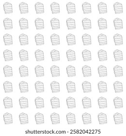 Piece of cake with many layers. Seamless pattern. 