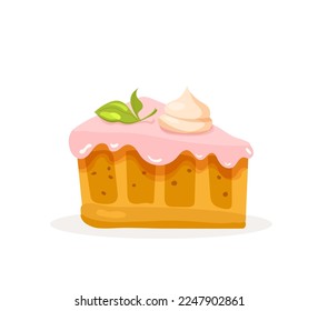A piece of cake with meringue. Decoration for menu, posters, wallpapers. Vector illustration in cartoon style