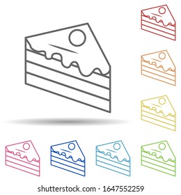 Piece of cake in multi color style icon. Simple thin line, outline vector of fast food icons for ui and ux, website or mobile application