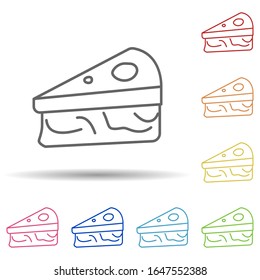 Piece of cake in multi color style icon. Simple thin line, outline vector of fast food icons for ui and ux, website or mobile application