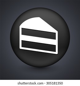 Piece of Cake on Black Round Button