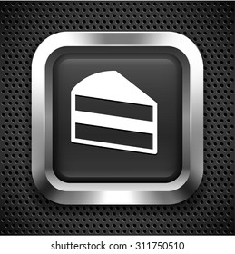 Piece of Cake on Black Square Button