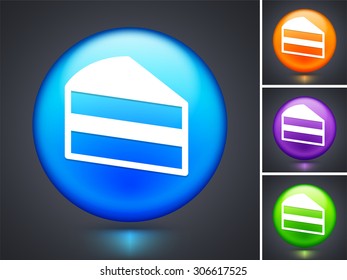 Piece of Cake on Blue Round Button