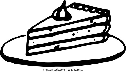 Piece Cake On Plate Stock Vector (Royalty Free) 1947615691 | Shutterstock