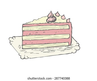 Piece of cake on plate