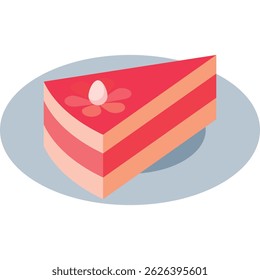 Piece of cake on plate icon vector isolated