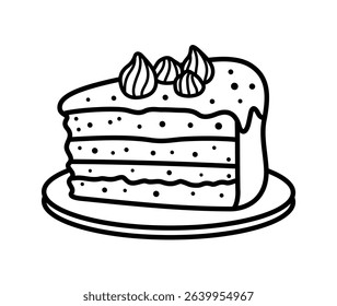 Piece of cake on a plate. Icon