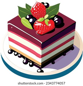 Pieza de tarta en vector de placa