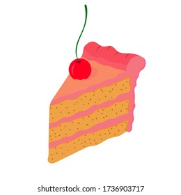 A piece of cake on a white background, drawing, vector illustration