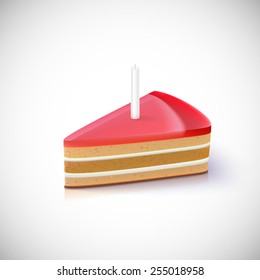 Piece of cake on white background. Vector illustration for your greeting card and design.
