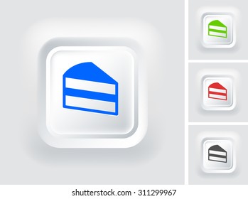 Piece of Cake on White Square Button