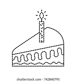 piece of cake with one candle celebrating the birthday