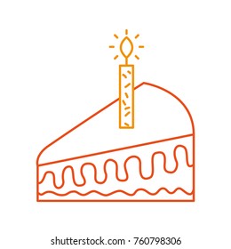 piece of cake with one candle celebrating the birthday