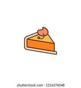 Piece of cake orange line icon on white background