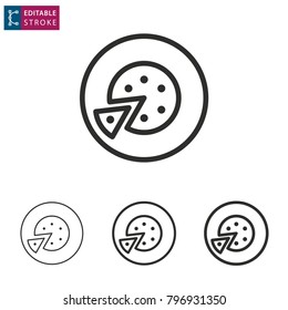 Piece cake - outline icon on white background. Editable stroke. Vector illustration