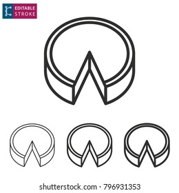 Piece cake - outline icon on white background. Editable stroke. Vector illustration