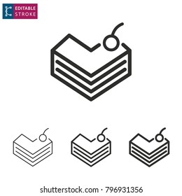 Piece cake - outline icon on white background. Editable stroke. Vector illustration