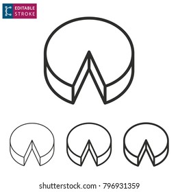 Piece cake - outline icon on white background. Editable stroke. Vector illustration
