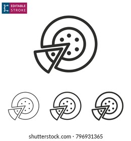 Piece cake - outline icon on white background. Editable stroke. Vector illustration