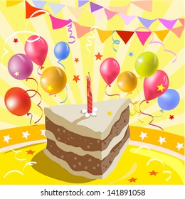 piece of cake and a party atmosphere. Vector illustration