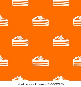 Piece of cake pattern repeat seamless in orange color for any design. Vector geometric illustration