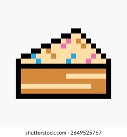 a piece of cake pixel art icon vector illustration.