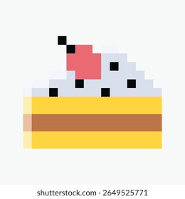 a piece of cake pixel art icon vector illustration.