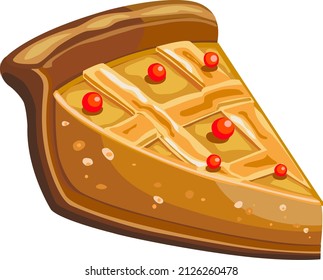 A piece of cake with red cranberry berries