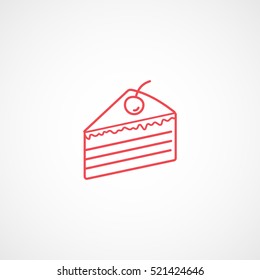 Piece Of Cake Red Line Icon On White Background