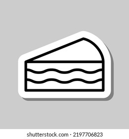 Piece of cake simple icon vector. Flat design. Sticker with shadow on gray background.ai