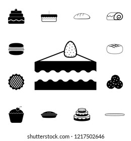 Piece of cake with strawberries icon.  Detailed set of Bakery. Premium graphic design. One of the collection icons for websites, web design, mobile app on white background