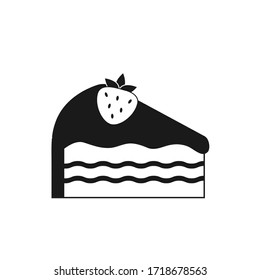 Piece of cake with strawberry outline vector icon. Thin line black piece of cake icon, flat vector simple element illustration from editable.