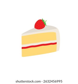 piece of cake strawberry shortcake frosting delicious dessert food birthday slice