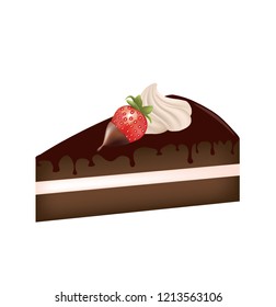 Piece of cake with strawberry, vector